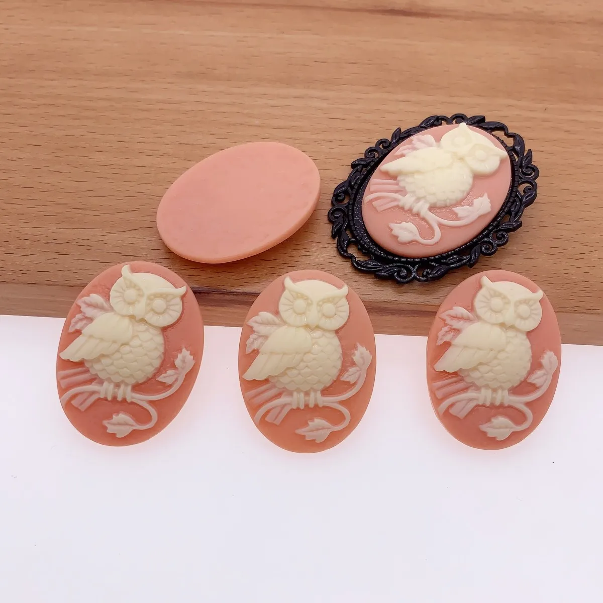 Onebeading 29x39mm FlatBack Resin The Owls Cameos For Blank Base Tray Bracelet Necklace DIY Making Accessories 10pcs