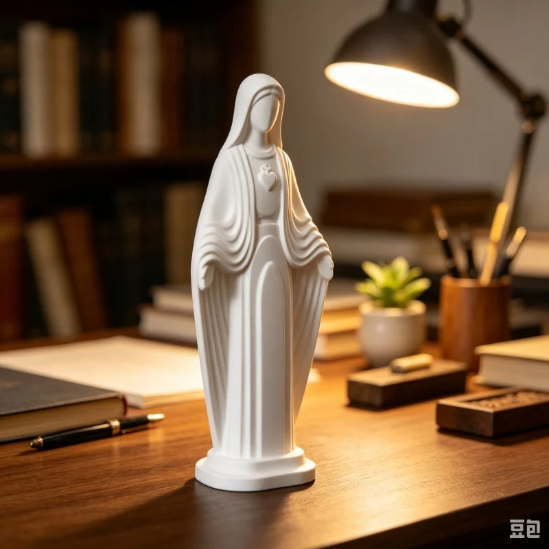 3D‑Printed Minimalist Virgin Mary Figurine, Plastic Sacred Heart Madonna Statue, Elegant Tabletop Religious Home Decor Ornament