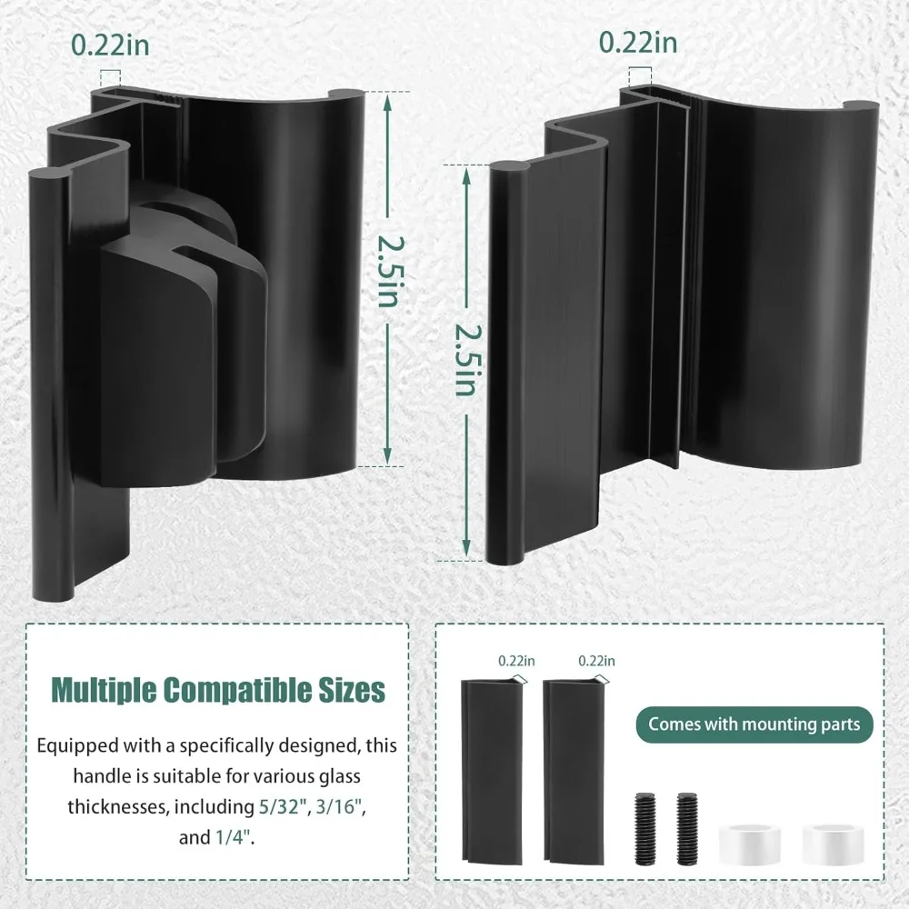 مجموعة مقبض باب الدش RV مع مجموعة برغي - أسود