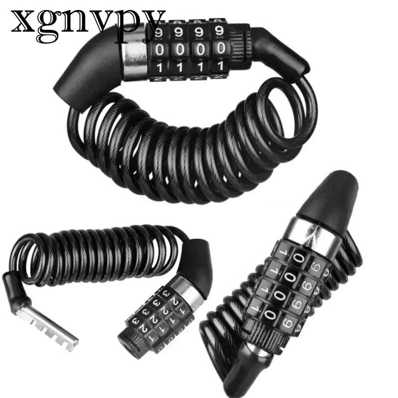 xgnvpy Durable Helmet Chain 4-Digit Password Combination Portable Bicycle Motorcycle Anti-theft Lock Security Device