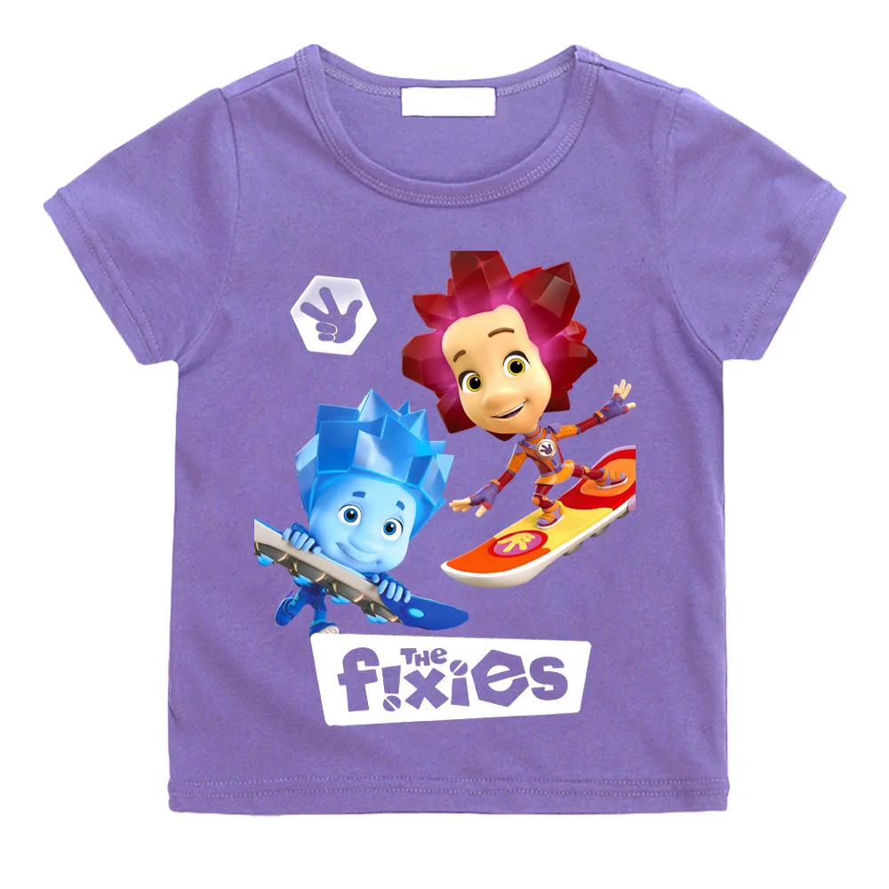 The Fixies Cartoon Print T-shirt Anime 100%Cotton Tshirt Tees Cartoon High Quality Soft Comic Retro Children Camisetas Children