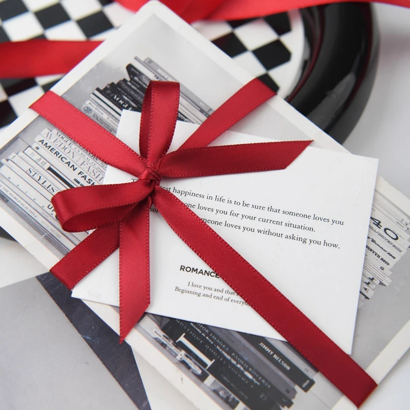 (25 iarde/rotolo) 6mm ~ 75mm Vino Rosso Singola Faccia Nastro di Raso Confezione Regalo Festa di Natale Abbigliamento Cucito Tessuto Nastro Regalo