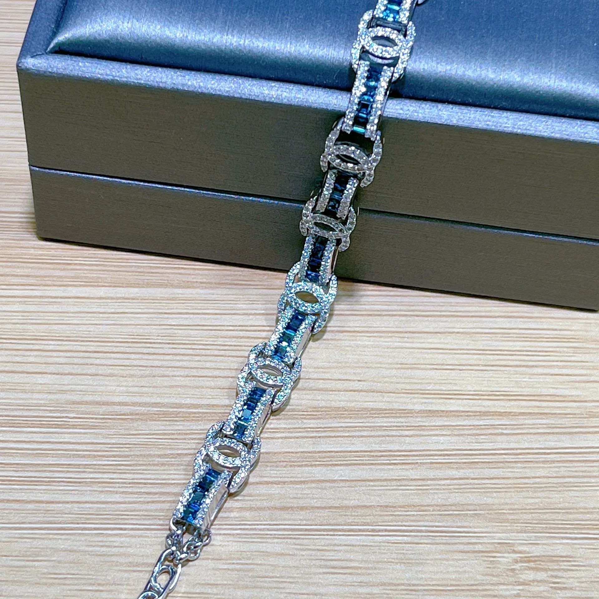 925 Sterling Silver  Natural London Blue Topaz Gemstone Bracelrts for Women Engagement Cocktail Party Fine Jewelry