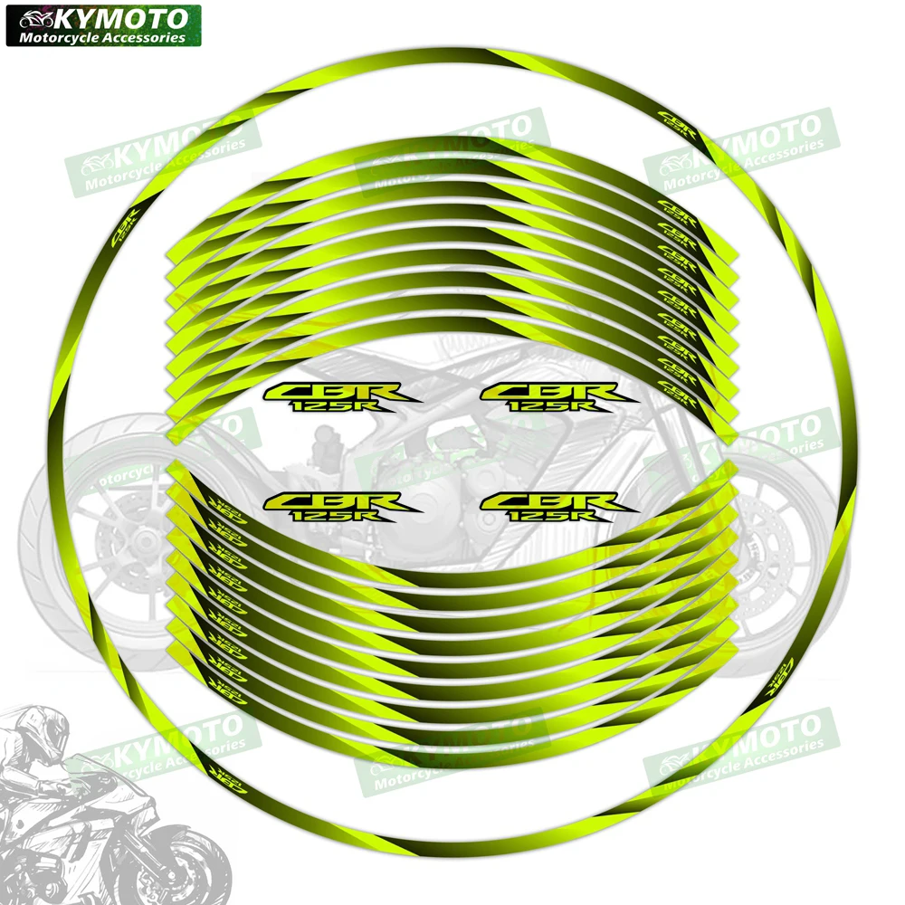 

Для HONDA CBR125R CBR 125R аксессуары для мотоциклов 17-дюймовые наклейки на передние и задние колеса, модифицированные светоотражающие полосы на ступицу, наклейки