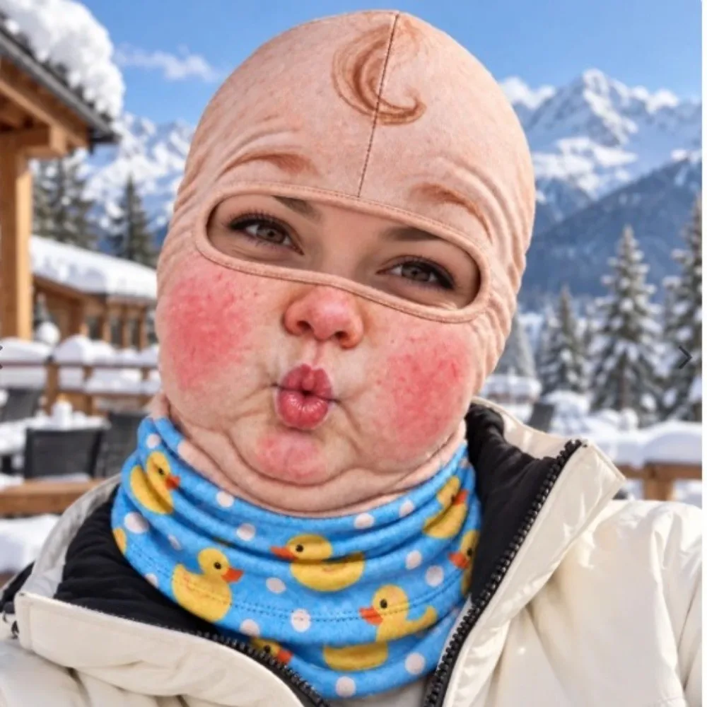 3D Face Print Old Man Balaclava Face Mask Realistic Windproof Funny Ski Mask Breathable Full Coverage Ski Mask Hood