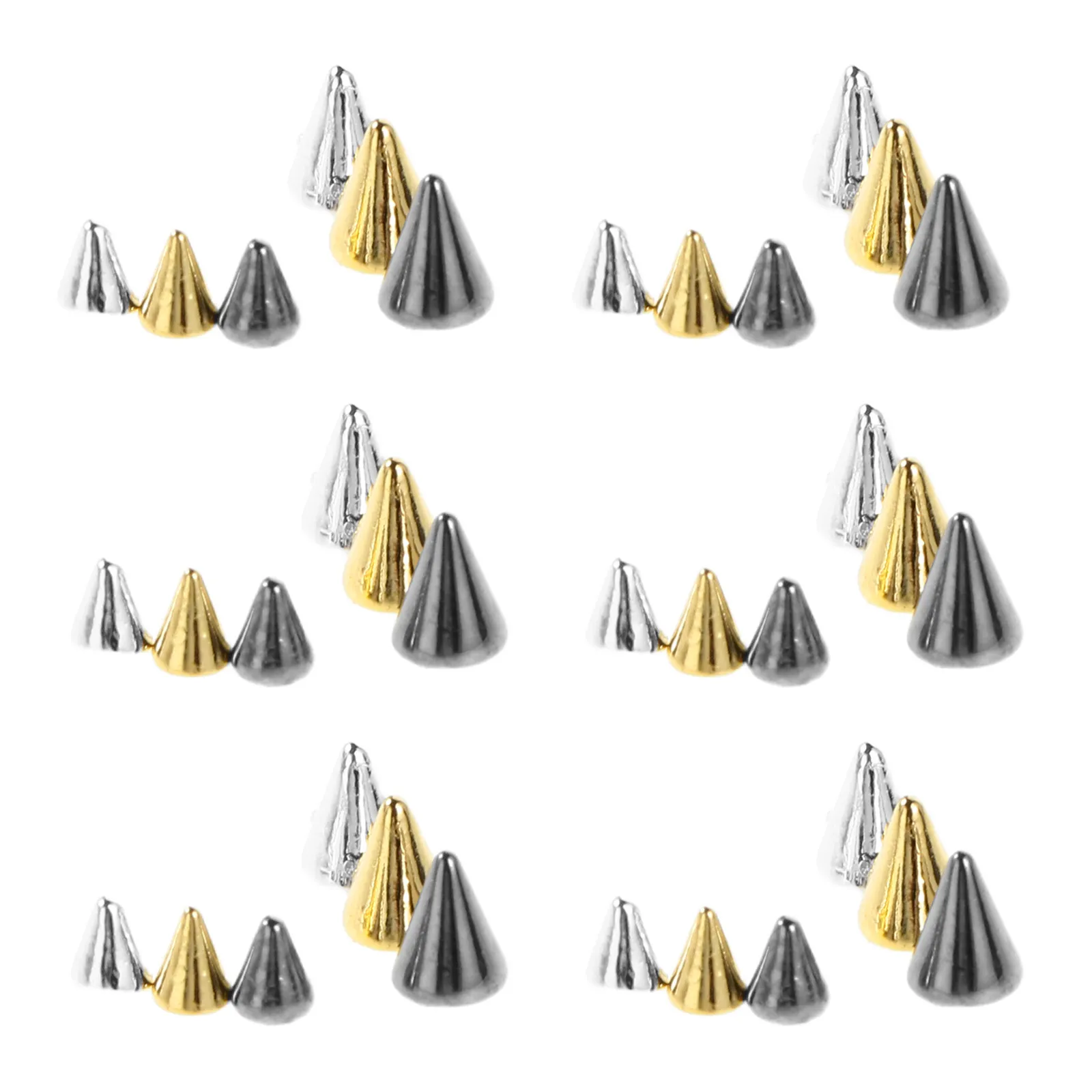Metal Nail Charms Punk Vintage Flat Back Cone Spike Rivet Studs for DIY Manicure Nail Art Decoration