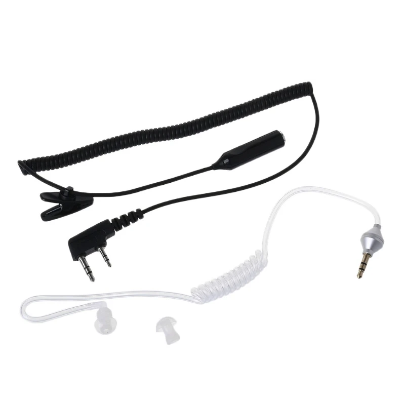 PQWN! 2-Pin PTT Mic Headset to 3.5mm Air Acoustic Tube Earpiece for Baofeng UV-5R 888s