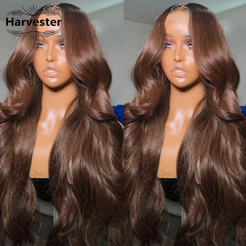 

13x4 Chocolate Brown Body Wave Lace Front Wig 13x6 Transparent 4x4 5x5 HD Lace Frontal Wigs Preplucked Colored Human Hair Wigs