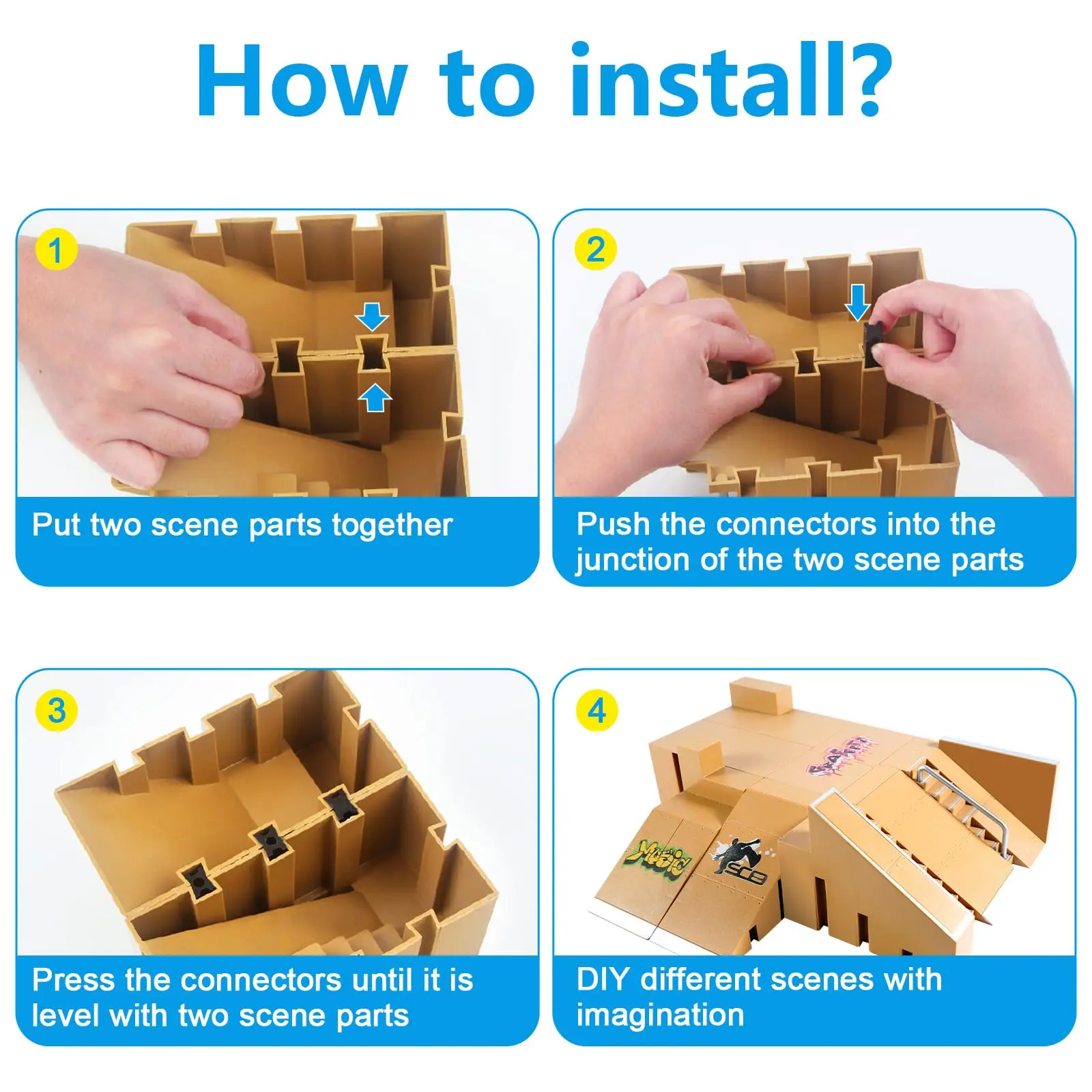 Fingerboard Skate Park Kit,Skateboard Finger Toys with 3 Finger Skateboards & 8 Skatepark Deck Ramp for Boys or Girls Gift