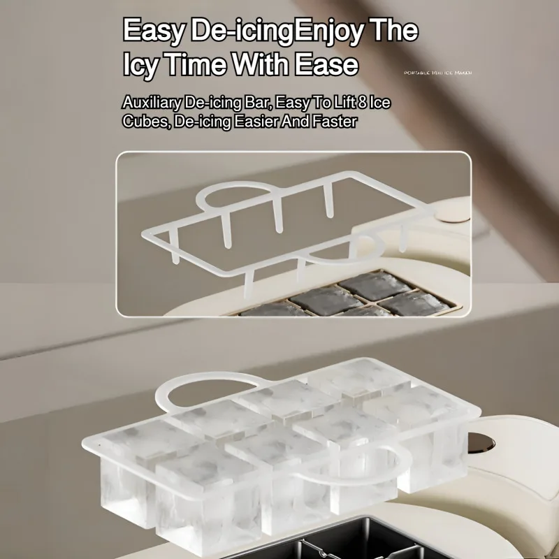 صانع ثلج صغير لسطح المكتب، صغير مريح للمنزل، مكتب، تخييم، سيارة مكعب، صندوق ثلج أوتوماتيكي