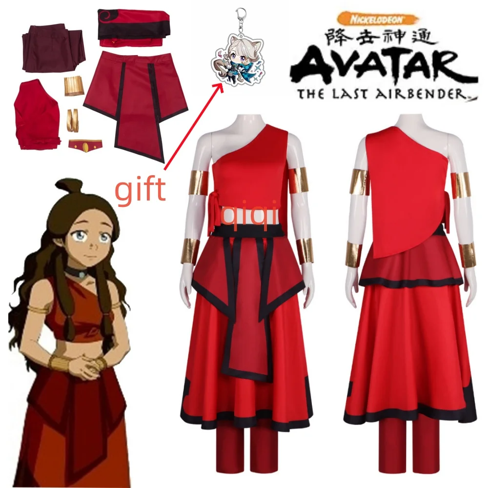 

New Anime Avatar the last Airbender Katara Cosplay Costume For Carnival Halloween Party Tops and Skirts Set