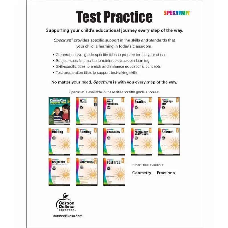 Spectrum Test Practice Grade 5 Carson Dellosa Education Carson Dellosa Education 9781620575970 Book