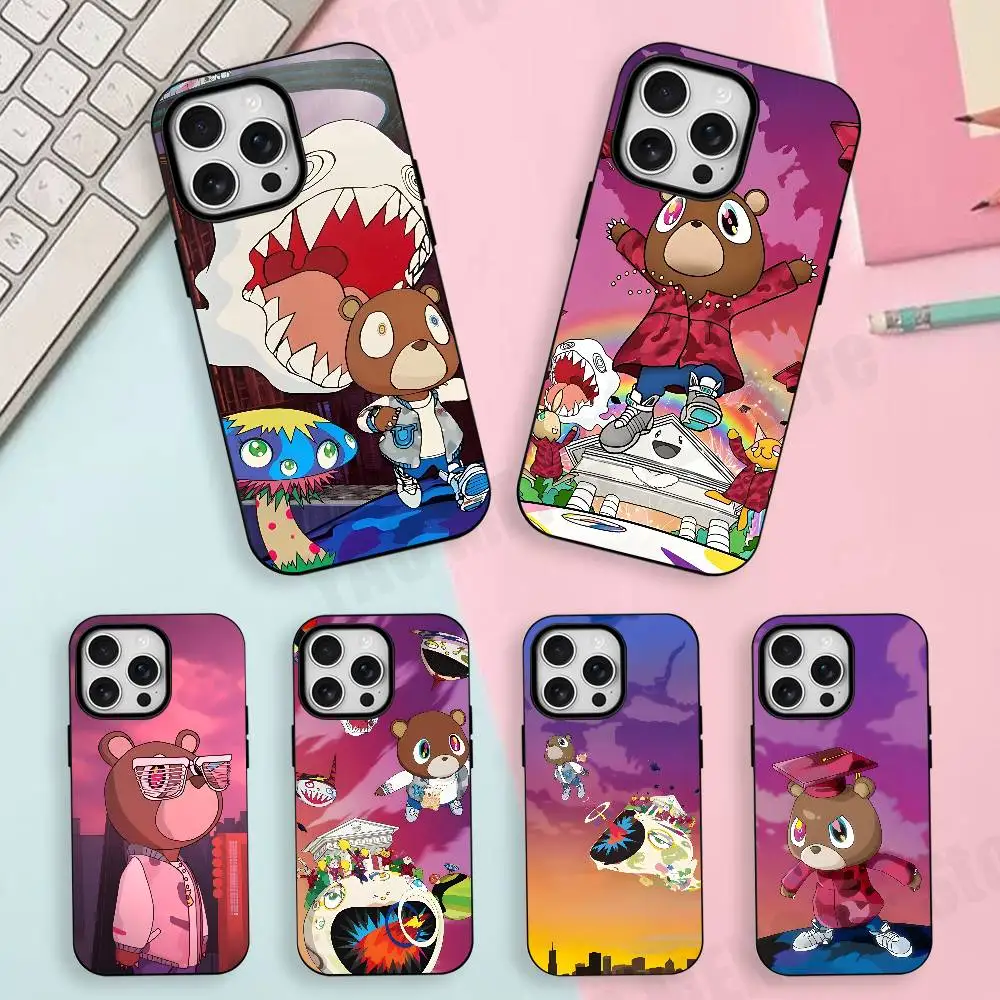 

K-Kanye D-Dropout Bear Matte Magnetic For Case For iPhone 17,16,15,14,13,12,11 Pro Plus Mini Max Frosted Cover