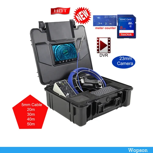 Cámara profesional WOPSON WPS-A2-C23 con varilla de empuje para alcantarillado utilizada para inspección de endoscopio de tuberías con cabezal de 23MM y Cable de 30M