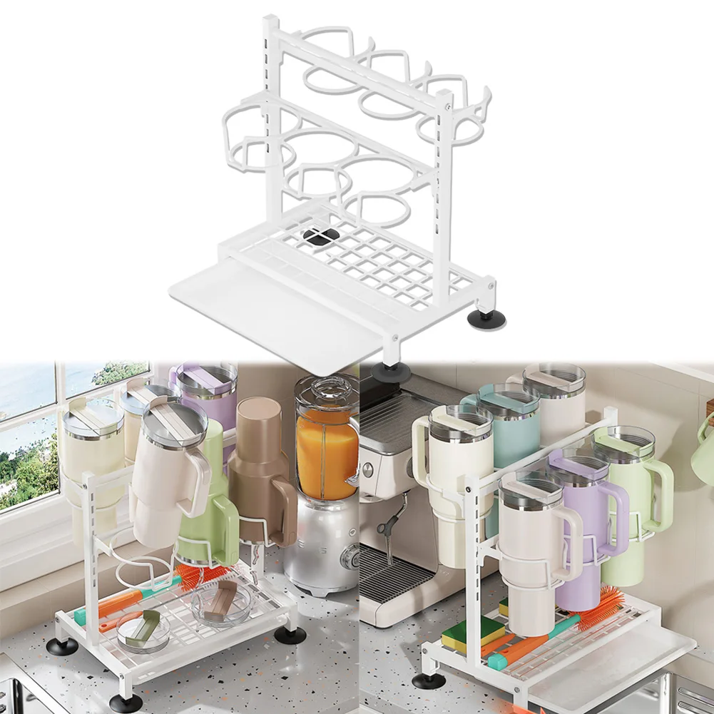 2 Tier Water Bottle Drying Rack for Stanley 30 40oz Tumbler Water Bottle Organizer for Cupboard Cabinet Pantry Kitchen Tabletop