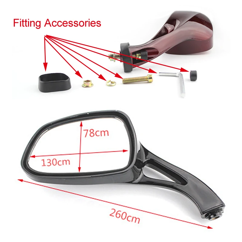 

8mm Motorcycle Side Mirrors for Kymco Yamaha Suzuki Sundiro Haojue Baotian GY6125 WH125 WH100T SDH100 Scooter Rear View Glasses