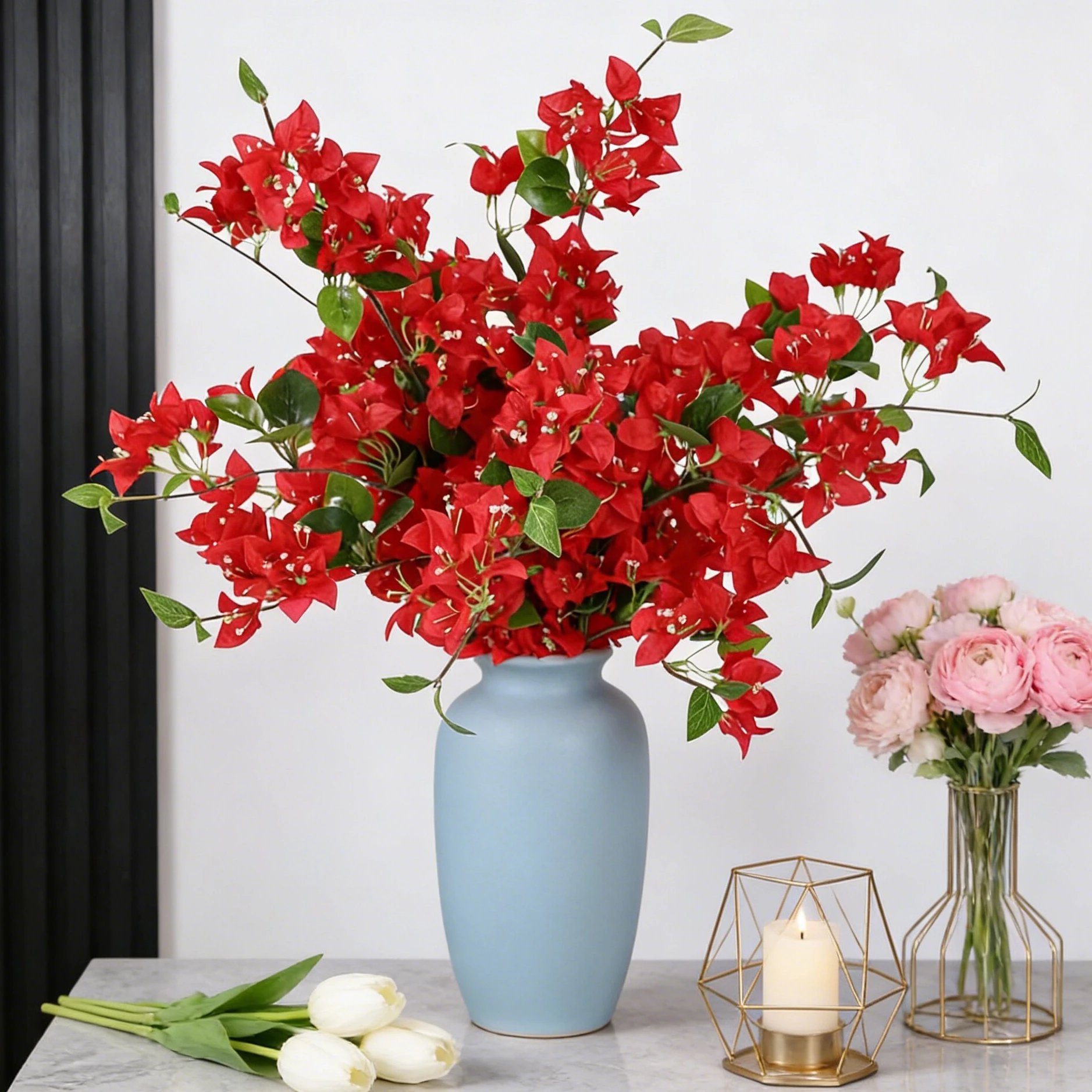 Artificial Flowers Triangle Rose Bouquets Wedding Wreath Festival Supply Home Room Table Decor Accessories Diy Gifts Arch Props