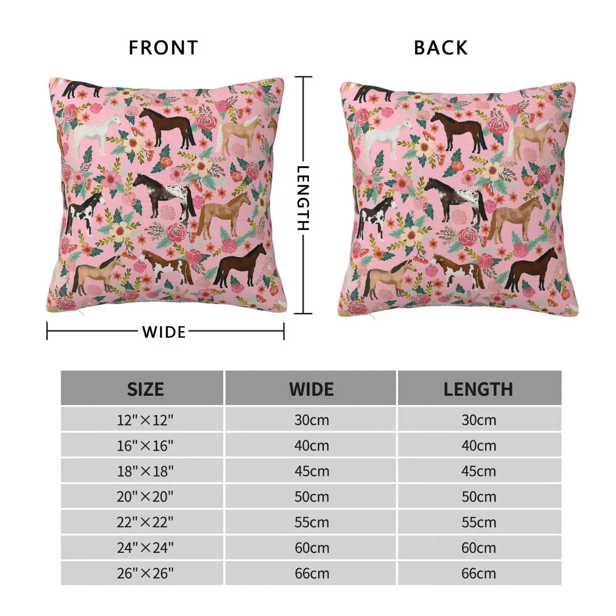 Horses Floral Farm Animal Pets Square Pillowcase Polyester Linen Velvet Creative Zip Decor Home Cushion Cover 45x45
