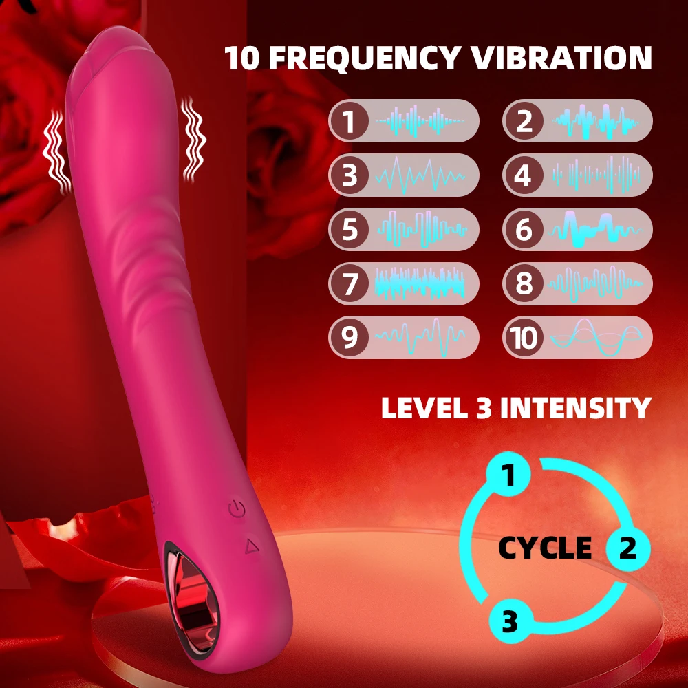 10 Frequency Vibrating Rose Vibrator Dildo Massager Wand Clitoris Stimulator Penis Adult Women Vagina Massage Female Sex Toy view 3