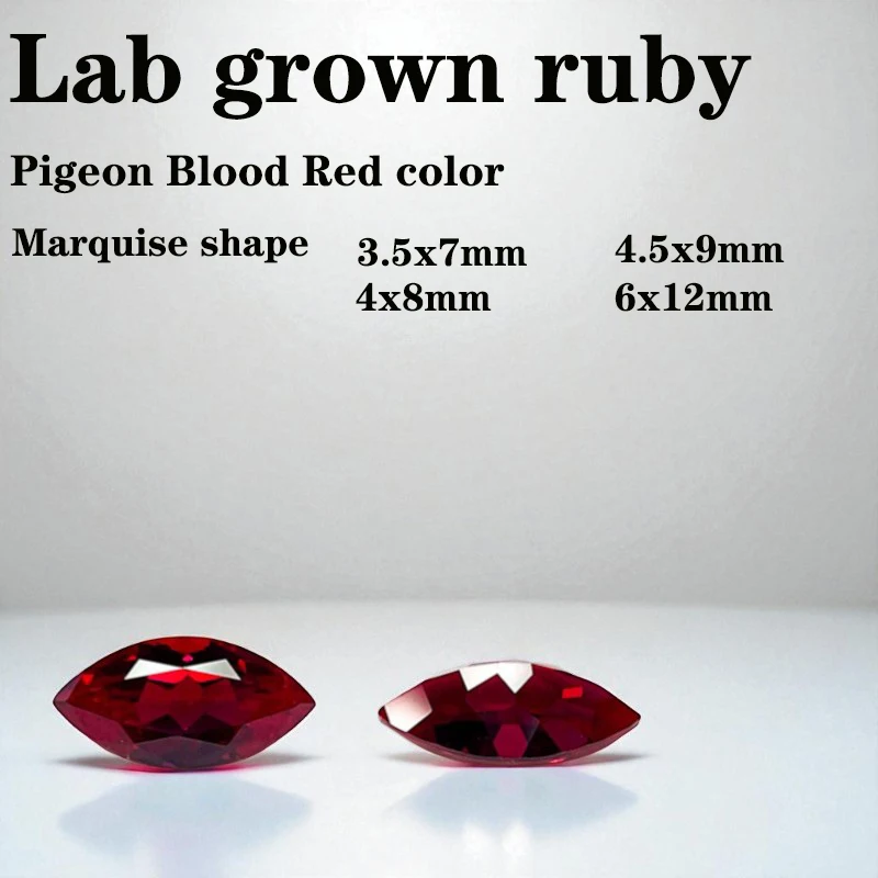 

Ruby Marquise Shape VVS1 Lab Grown Gemstone Pigeon Blood Red Color DIY Charms of Jewelry Making Certificate Natural Colour