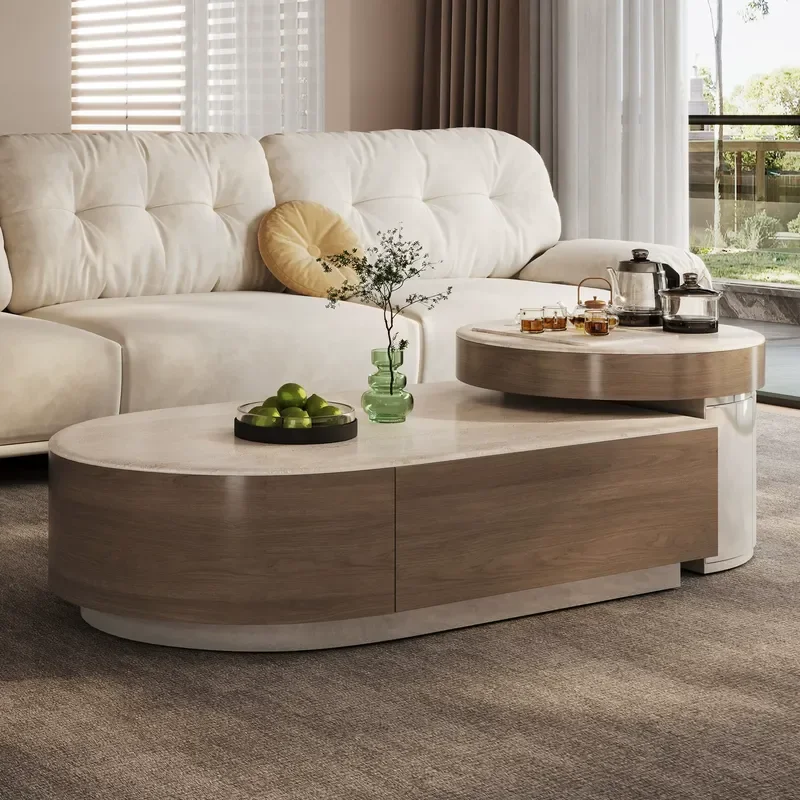 Retractable Coffee Table Modern Simple Living Room Home New Tea Making Cave Stone Rock Slab Advanced Light Luxury Kung Fu Tea