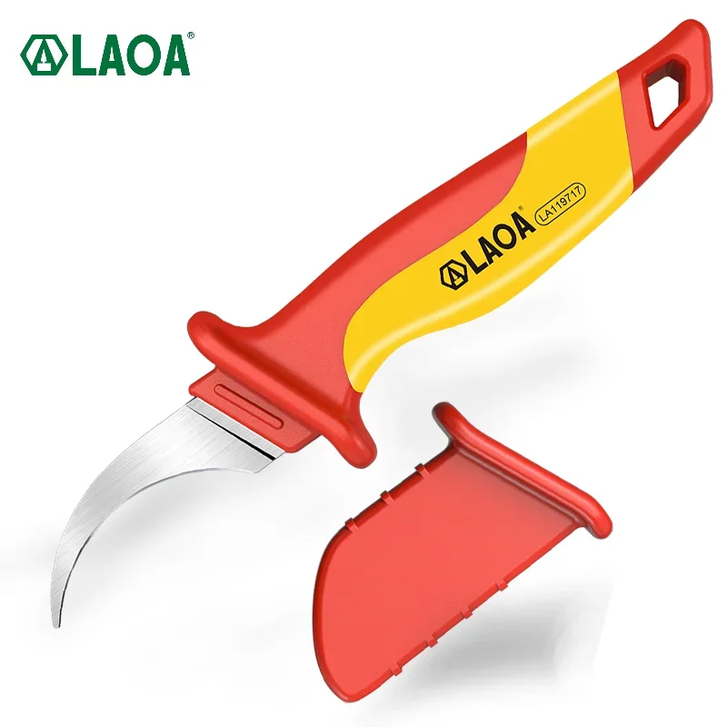 Insulated withstand Voltage Electrician Knife VDE 1000V Cable Stripping Knife Straight Curved Hook Fixed Blade Wire Strippe