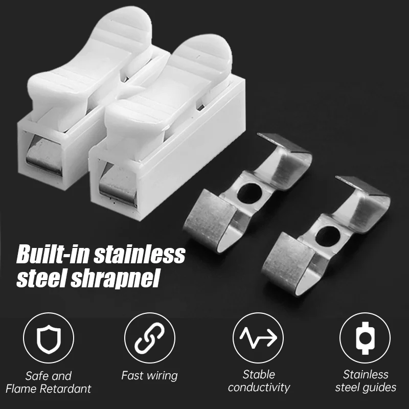 1P/2P Quick Wire Connectors - Screwless Spring Clamp Terminal Block, No-Solder Cable Terminals for Electronics