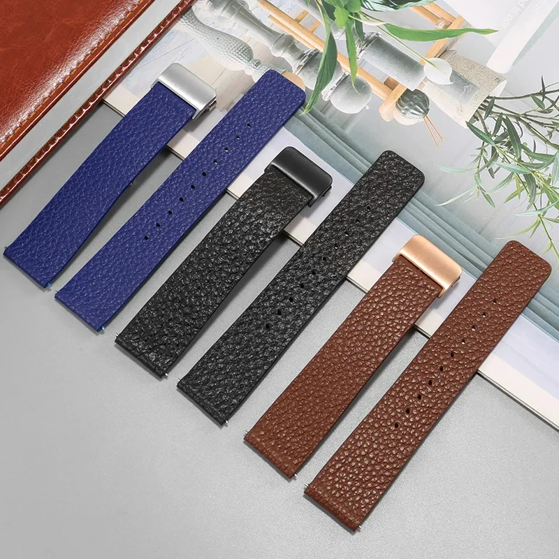 Ultrathin Lichee Pattern Strap 18 19 20 21 22 Genuine Leather Bracelet For Tissot Citizen DW Men Women Watch Chain
