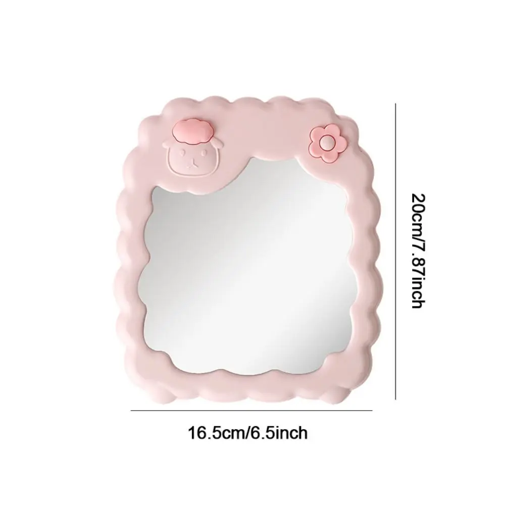 Miroir de maquillage de mouton mignon pliant, support de bureau de dessin animé, miroir de courtoisie mural de beauté, cadeau de chambre à coucher