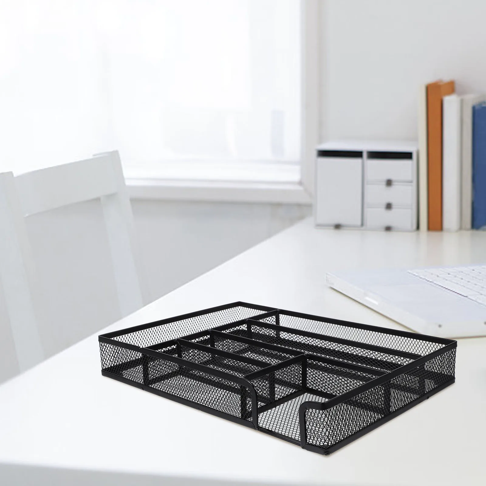 

Desk Drawer ganizer 6 Compartments 12.6x8.7x1.8inch Black Pencil Tray Pen Holder Office School Supplies Vertical Mesh Box