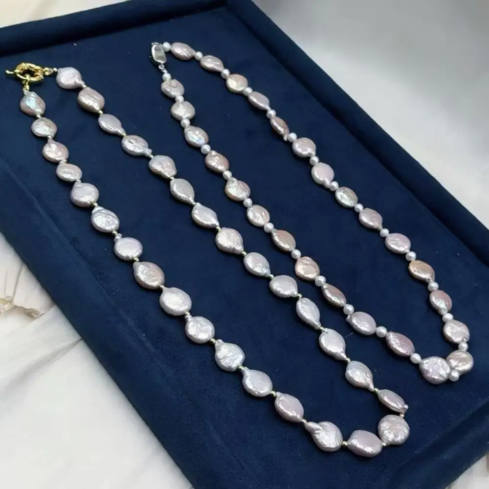 Free Shipping 11-12mm 2 Styles Women Elegant Jewelry Coin Natural Freshwater Pearl  Chokers Necklace 17-20inch