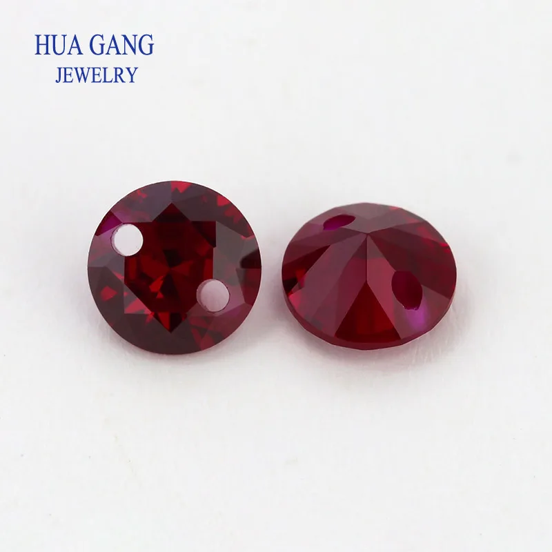 Double Hole synthetic corundum beads Round Shape StoneFor DIY Jewelry Making With Holes Customized