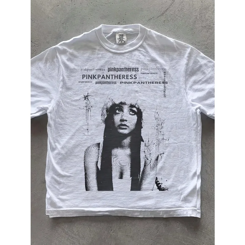 Y2K Harajuku Retro T-shirt Pink Pantheress Retro T-shirt Summer New Style Suitable for Both Men and Women