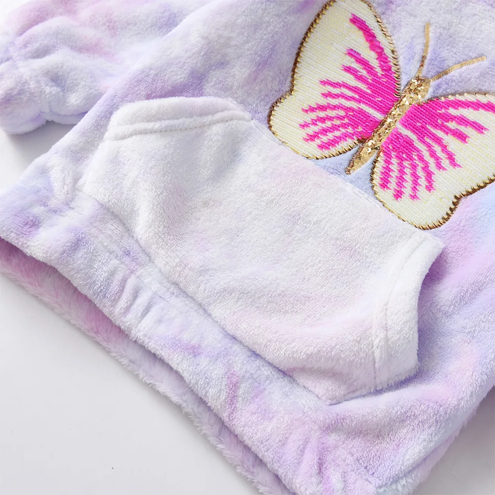 VIKITA Girls Autumn Spring Hoodies Kids Butterfly Sequined Outwear with Pockets Kids Gradient Hoodies Children Clothing 3-12 Yrs