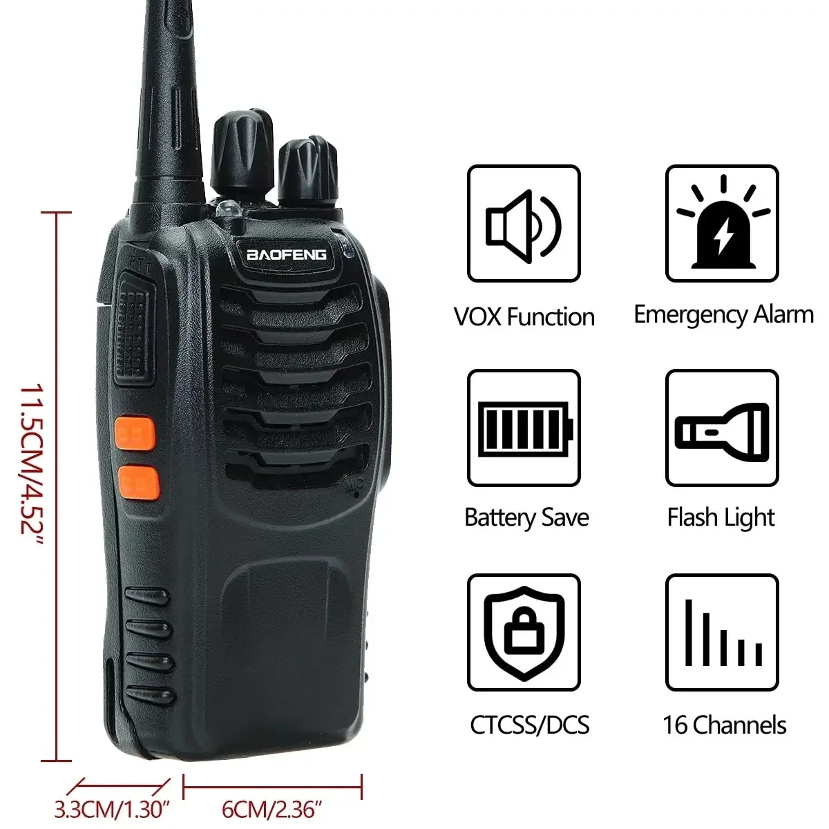 2szt Baofeng BF-888S Walkie Talkie dalekiego zasięgu Bezprzewodowa częstotliwość Przenośny daleki zasięg w trybie gotowości UHF 400-470MHz Ham Two Way Radio