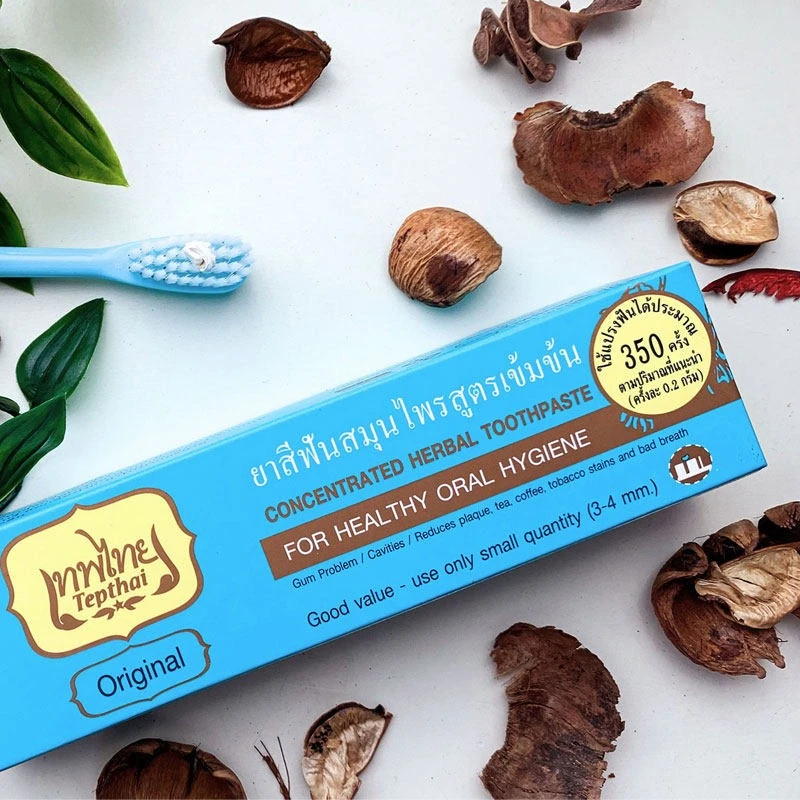 Tepthai Thai Traditional Concentrated Herbal Toothpaste 70g, Removes Tea, Coffee & Tobacco Stains, Refreshing Formula