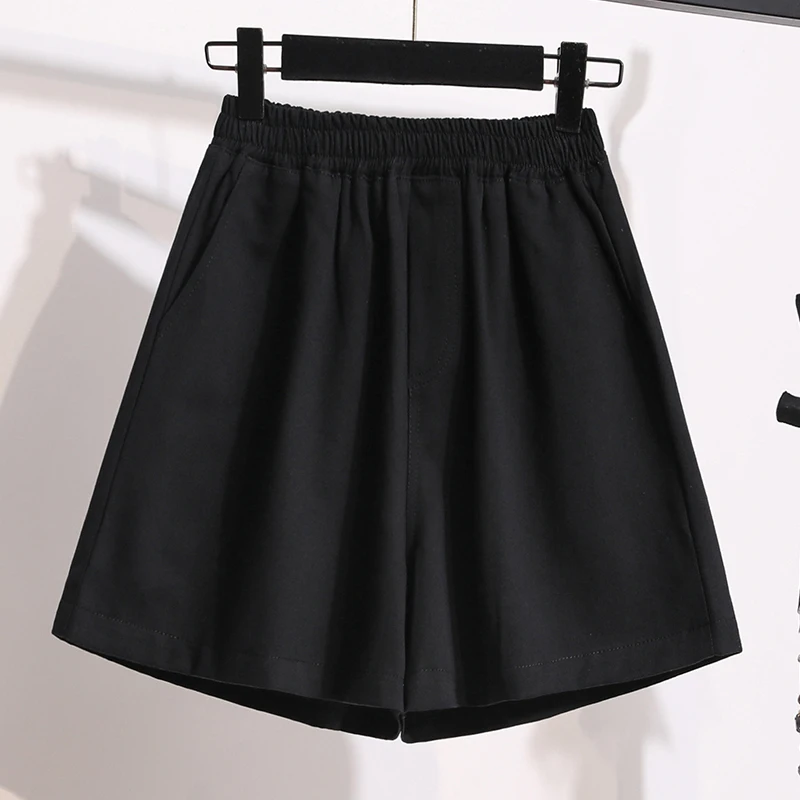 Breathable Summer Shorts Jeans Stylish Women's Knee-length Wide Leg Shorts High Waist Streetwear  Elastic Waistband  Pockets Y2K