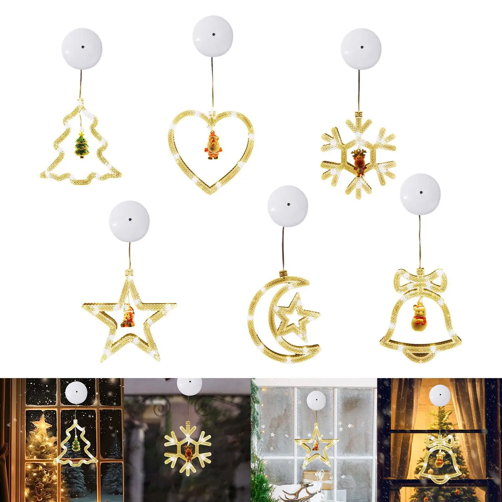 Christmas Window Light Xmas Ornament Lantern Lovely 3 Modes Adjustable