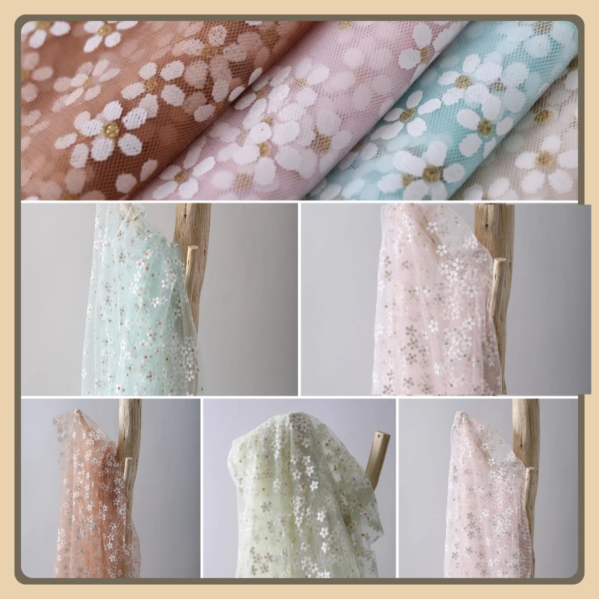 

Small Daisy Print Light Chiffon Fabric Fresh Style DIY Handmade Doll Dress Skirt Curtain Tablecloth Decorative Material
