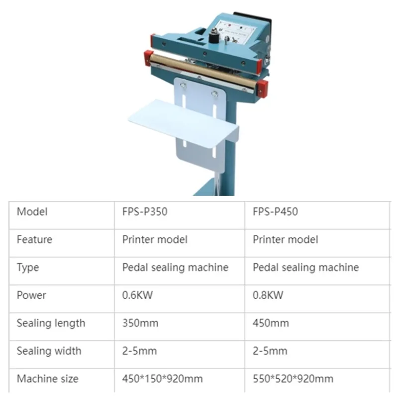 HIPAC PFS-F350 عمودي القدم الألومنيوم الإطار آلة الختم الحراري الثقيلة دواسة السدادة دواسة القدم دفعة السدادة