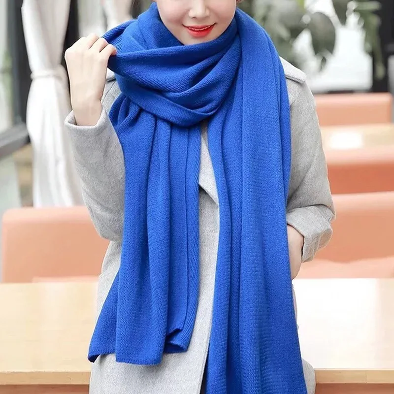 JulyPalette Solid Cashmere Knitted Scarf Women 2022 Autumn Winter Pashmina Shawl Wrap Female Long Warm Scarves Bandana 17 Colors