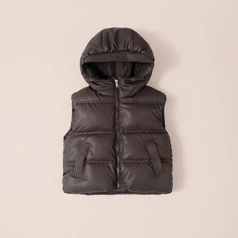 

Children's Down Cotton Vest New Autumn and Winter Boys and Girls Tank Top for Outer Wearing Teen Thick Hooded Coat