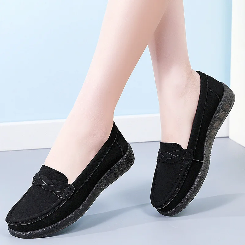 

Exclusively for new arrival cowhide ladieswear shoes plus size middle-aged and elderly casual women's flats slip-on soft bottom