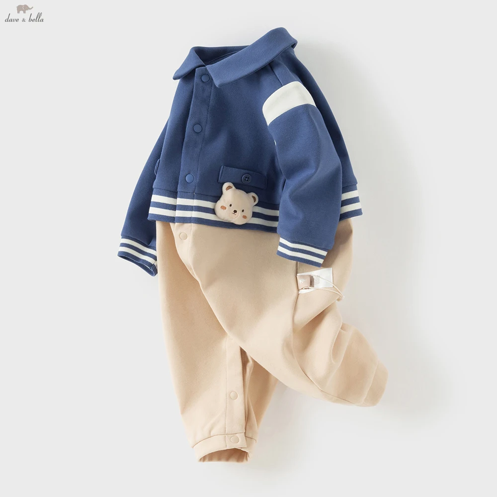 

Dave Bella Spring Long Sleeve Baby Jumpsuit Boys Cartoon Bear Romper Cotton Newborn Creeper Party Clothes DB1260819