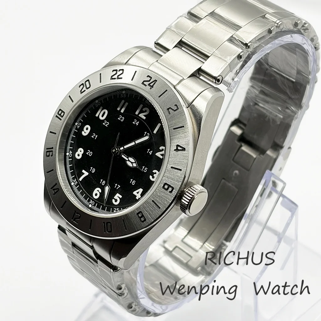 New NH35 39mm Silver Case Bezel Sapphire Glass Stainless Steel Strap Suitable For NH35 Movement Mechanical Watch
