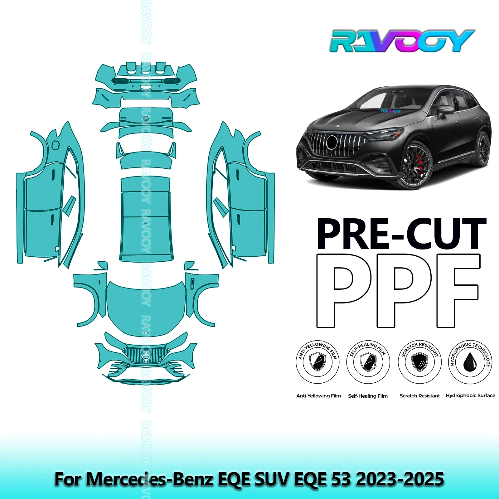 For Mercedes-Benz EQE SUV EQE 53 2023-2025 Full Body 8.5Mil Pre-Cut Paint Protection Film PPF Stone Chip Kit | Clear/Matte/Black