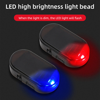 Car Mini LED Solar Warning Light Night Security Simulation Alarm Wireless Anti-theft Warning Light Red Flash Interior Decoration