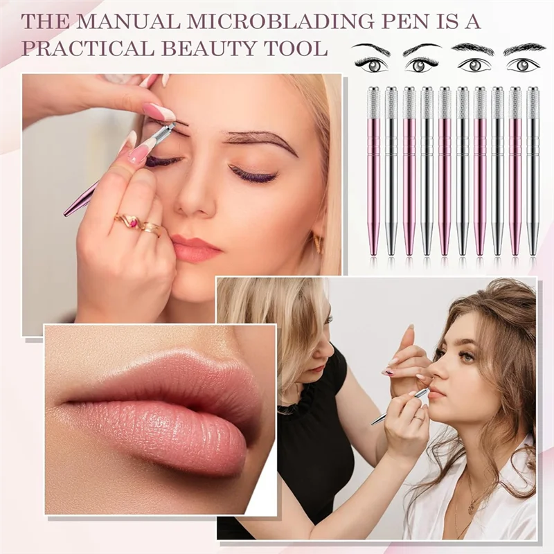 50 عدد أقلام Microblading اليدوية أقلام الحواجب Microblading لوازم الألومنيوم Microblading أدوات يدوية لمستحضرات التجميل دائم أ