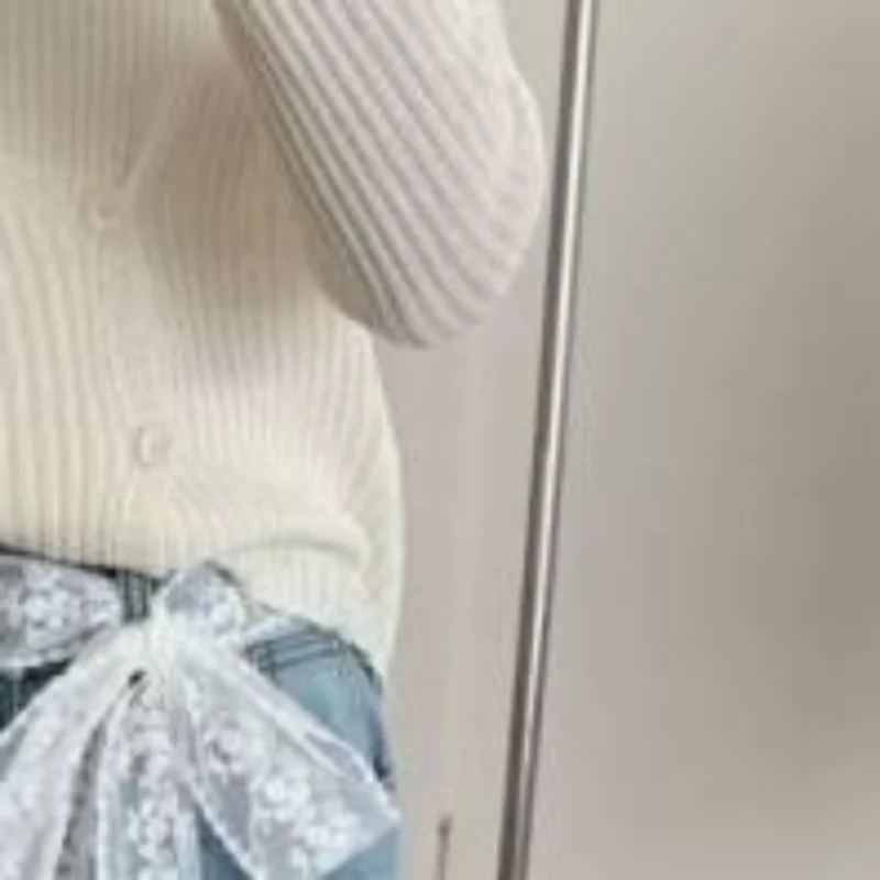 Retro Y2K Long Lace Floral Bow Belt; Thin Design for Dress and Jeans; Doubles as Hair Band or Lace Scarf