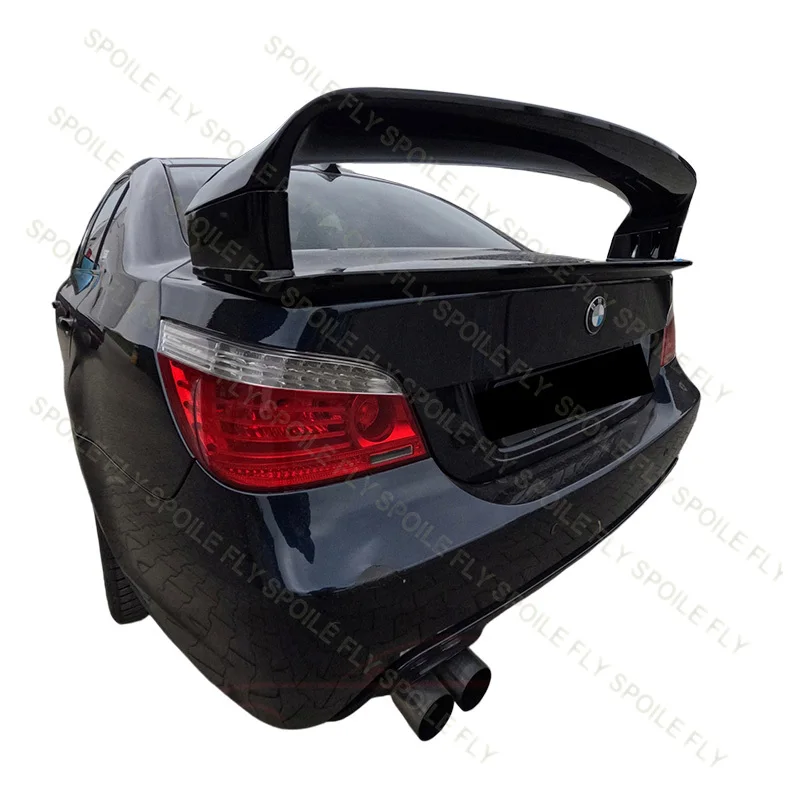 For BMW 5 Series E60 518i 520i 525i 530i 535i 550i 520d 525d 530d 2004 To 2009 4/Pcs GT Style Rear Big Spoiler Wing Glossy Black view 3